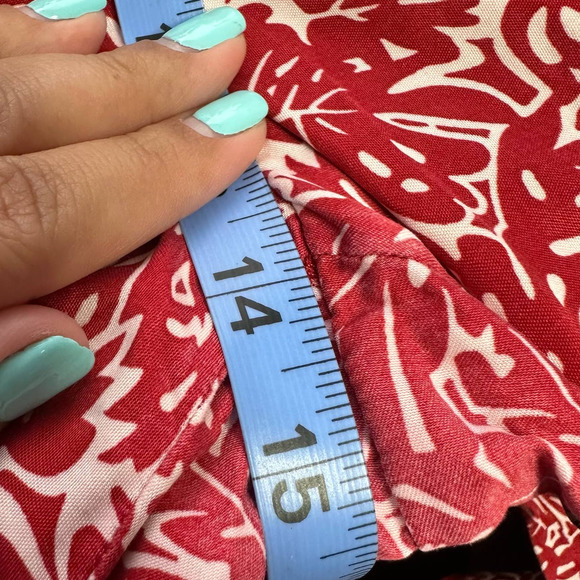 Club Monaco Women Beachy Tropical Print Wide Leg Belted Pull-On Pants Red 12 - Picture 7 of 10